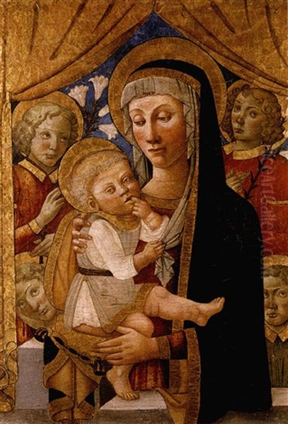 The Virgin And Child With Attendant Angels Oil Painting by  Master of San Miniato