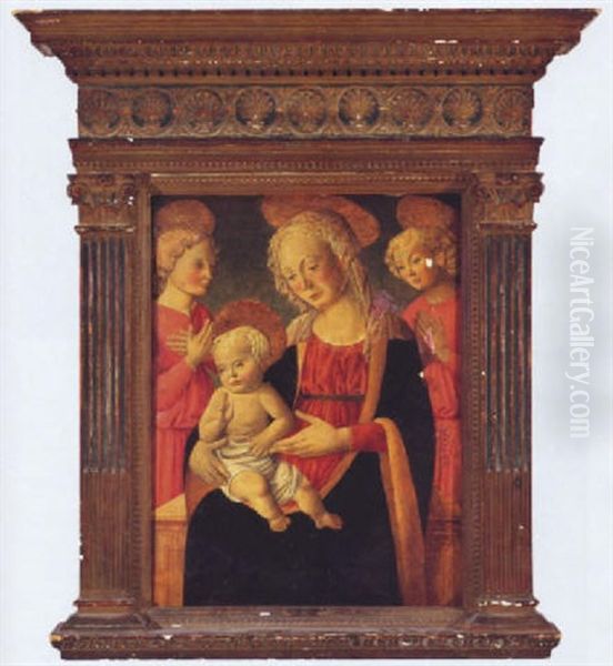 Madonna And Child With Two Angels Oil Painting by  Master of San Miniato