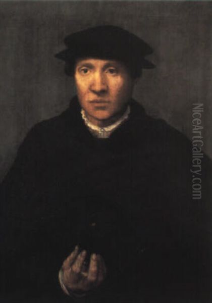 Portrait Of A Man Holding A Roemer Oil Painting by  Master of the 1540s