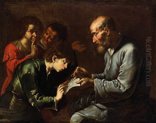 The Schoolteacher Oil Painting by  Master of the Annunciation to the Shepherds