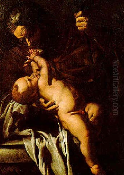 San Giuseppe E Il Bambino Gesu Oil Painting by  Master of the Annunciation to the Shepherds