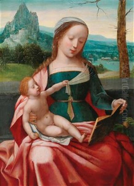 The Virgin And Child In A Landscape Oil Painting by  Master of the Female Half Lengths