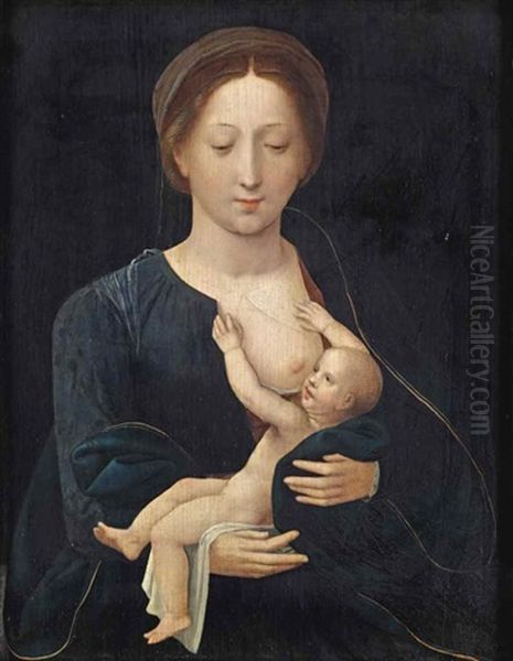 The Virgin And Child Oil Painting by  Master of the Female Half Lengths