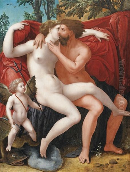 Mars Et Venus Oil Painting by  Master of the Female Half Lengths