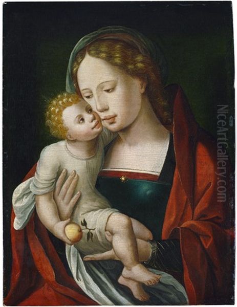 Maria Mit Dem Jesusknaben Oil Painting by  Master of the Female Half Lengths