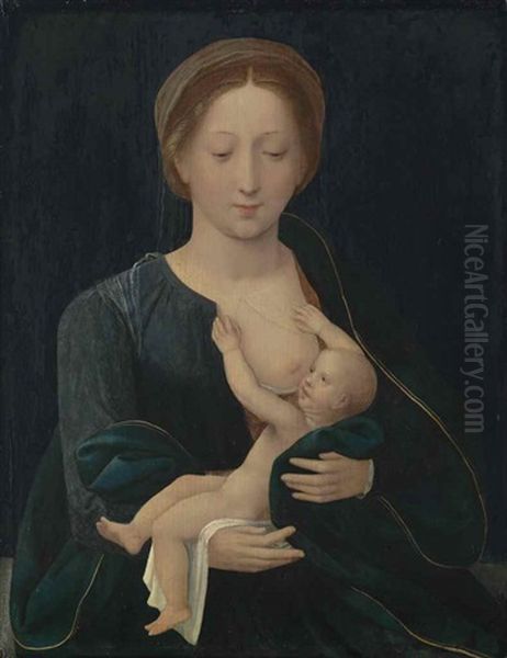 The Virgin And Child Oil Painting by  Master of the Female Half Lengths