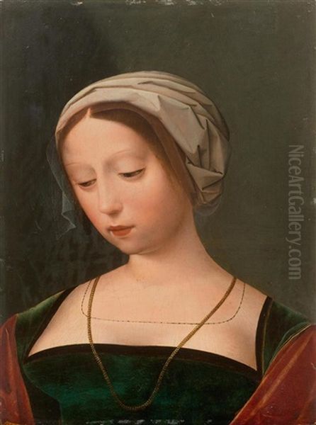 Portrait Of A Young Lady Oil Painting by  Master of the Female Half Lengths