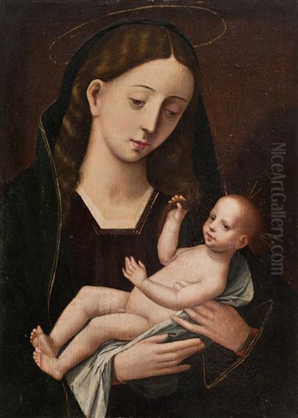 Maria Mit Dem Jesusknaben Oil Painting by  Master of the Female Half Lengths