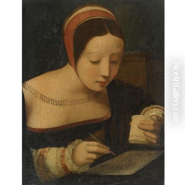 Portrait Of A Lady Oil Painting by  Master of the Female Half Lengths