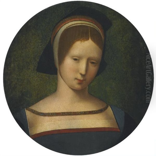 Portrait Of A Young Lady, Head And Shoulders Oil Painting by  Master of the Female Half Lengths