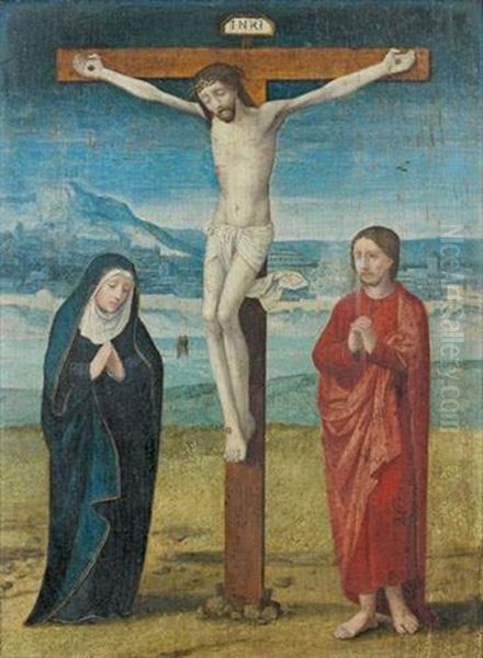 Crucifixion Entre La Vierge Et Saint Jean Oil Painting by  Master of the Female Half Lengths