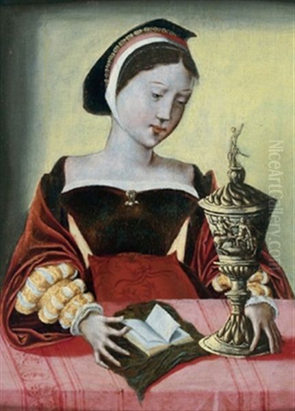 Maria Magdalena Mit Einem Buch Oil Painting by  Master of the Female Half Lengths