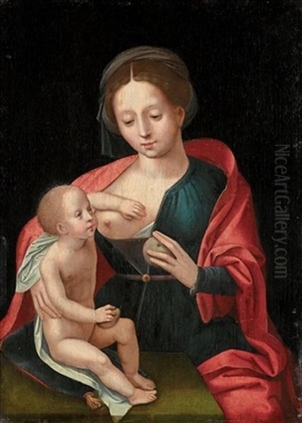 The Virgin And Child Oil Painting by  Master of the Female Half Lengths