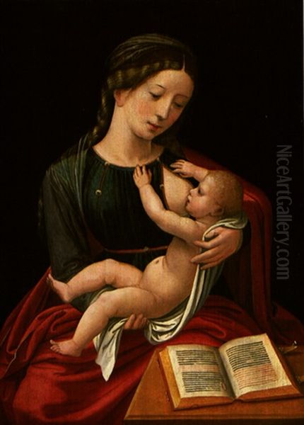 Vierge A L'enfant Oil Painting by  Master of the Female Half Lengths