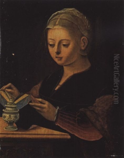 Lesende Heilige Magdalena Oil Painting by  Master of the Female Half Lengths