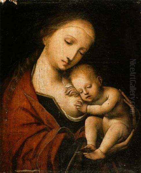 Vierge A L'enfant Oil Painting by  Master of the Female Half Lengths