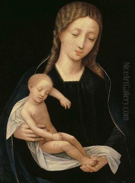 The Virgin And Child Oil Painting by  Master of the Female Half Lengths