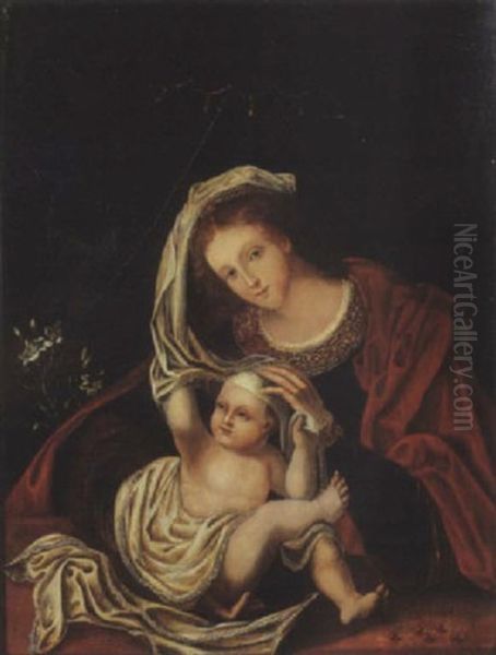 The Virgin And Child Oil Painting by  Master of the Female Half Lengths