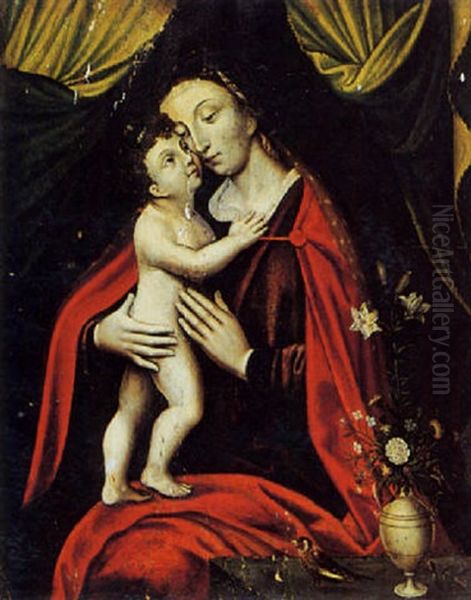 Virgin And Child Oil Painting by  Master of the Female Half Lengths