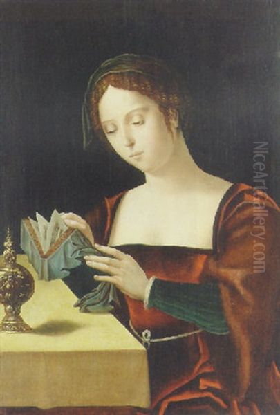 The Magdalen Reading Oil Painting by  Master of the Female Half Lengths