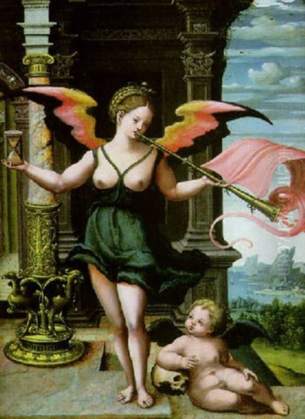 Allegorie De La Renommee Oil Painting by  Master of the Female Half Lengths