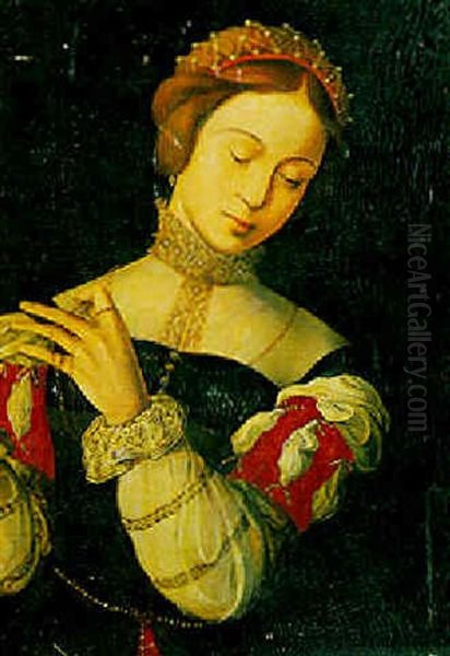 Portrait Of A Lady Oil Painting by  Master of the Female Half Lengths