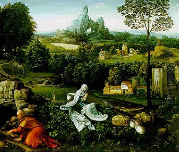 The Rest On The Flight Into Egypt Oil Painting by  Master of the Female Half Lengths