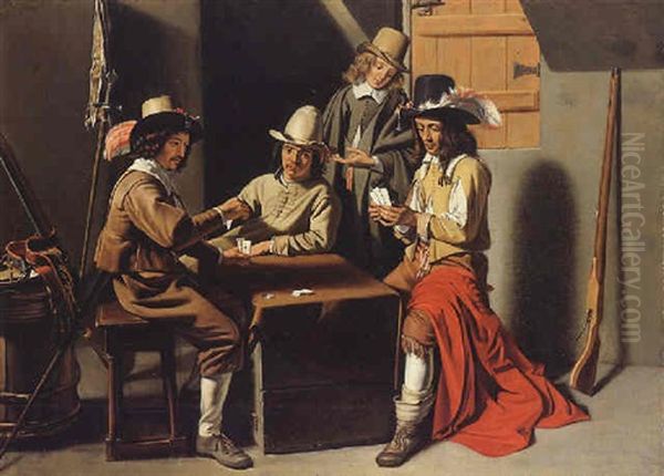 Officers Playing A Game Of Cards Oil Painting by  Master of the Games [Maitre des Jeux]