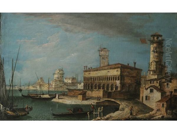 Lagunen-capriccio Mit Gebauden Des Mittelalters Und Turm Oil Painting by  Master of the Langmatt Foundation Views