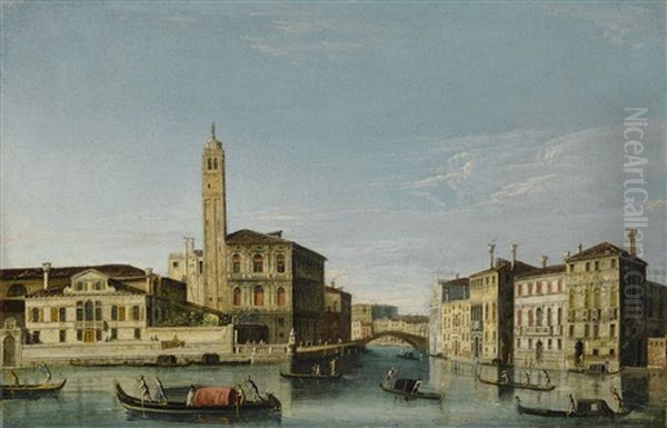 Venice, A View Of San Geremia And The Entrance To The Cannaregio Oil Painting by  Master of the Langmatt Foundation Views