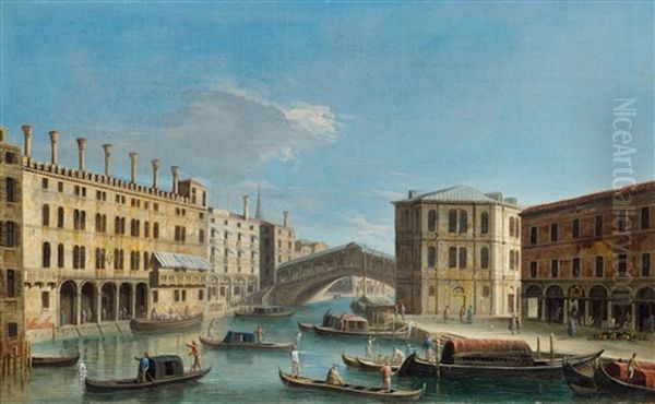 Canal Grande Mit Blick Auf Die Rialto-brucke Oil Painting by  Master of the Langmatt Foundation Views