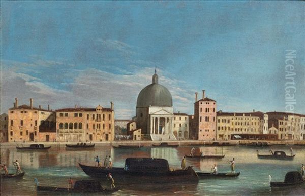 Canal Grande Mit Der Kirche San Simeone Piccolo Oil Painting by  Master of the Langmatt Foundation Views