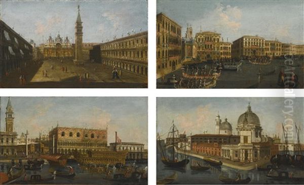 The Punta Della Dogana; The Piazetta With The Bucintoro; The Piazza San Marco; And The Grand Canal, Venice: A Set Of Four Paintings Oil Painting by  Master of the Langmatt Foundation Views