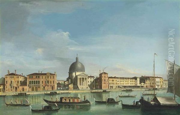 The Grand Canal, Venice, Looking West Towards San Simeone Piccolo Oil Painting by  Master of the Langmatt Foundation Views