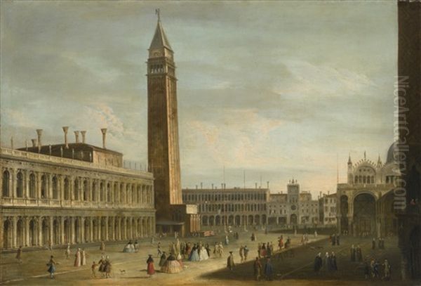 Venice, A View Of Piazza San Marco, Looking North Oil Painting by  Master of the Langmatt Foundation Views