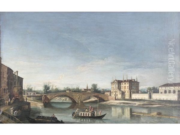 Two Views At Stra On The Brenta Canal, With The Villa Foscarini Oil Painting by  Master of the Langmatt Foundation Views