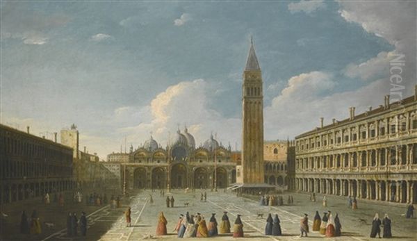 Venice, A View Of Piazza San Marco With The Basilica; Venice, A View From The Giudecca Facing East With The Churches Of The Redentore And The Chiesa Delle Zitelle (pair) Oil Painting by  Master of the Langmatt Foundation Views