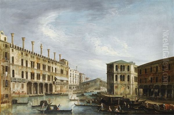 Venise, Vue Du Grand Canal Vers Le Pont Du Rialto Oil Painting by  Master of the Langmatt Foundation Views