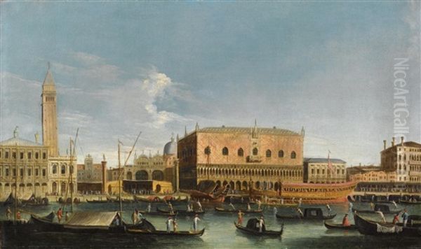 Der Bucintoro An Der Mole, Venedig; Der Canal Grande Und Rialtobrucke, Venedig (pair) Oil Painting by  Master of the Langmatt Foundation Views