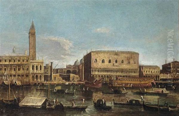 The Molo, Venice (from The Bacino Di San Marco, With The Bucintoro Before The Doge's Palace) Oil Painting by  Master of the Langmatt Foundation Views