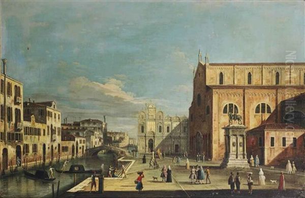 A View Of The Campo Santi Giovanni E Paolo, Venice, Looking On The Scuola Di San Marco And The Chiesa Santa Maria Dei Frari Oil Painting by  Master of the Langmatt Foundation Views