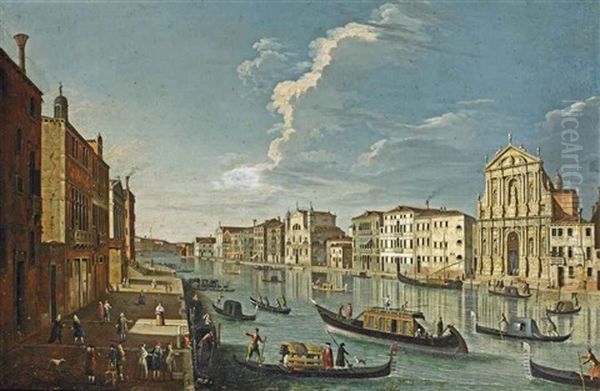 A View Of The Grand Canal, Venice, Looking North West From The Chiesa Degli Scalzi To The Chiesa Santa Lucia Oil Painting by  Master of the Langmatt Foundation Views