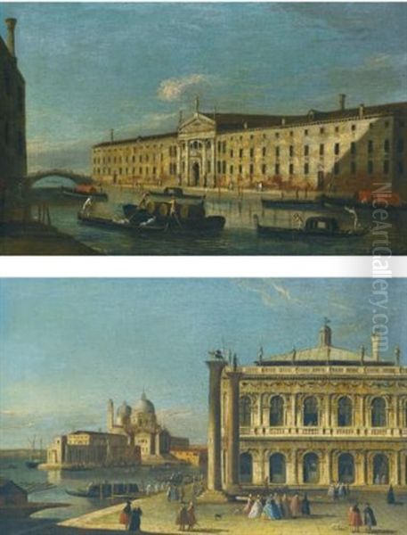 Venice, A View Of The Piazzetta, Looking Towards Santa Maria Della Salute; Venice, A View Of The Rio Dei Mendicanti With The Convento Dei Domenicani (pair) Oil Painting by  Master of the Langmatt Foundation Views