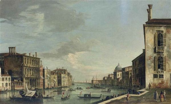 The Grand Canal, Venice, Looking East From The Campo San Vio, With The Dome Of Santa Maria Della Salute And The Punta Della Dogana Oil Painting by  Master of the Langmatt Foundation Views