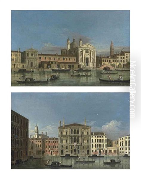 The Giudecca, Venice, Looking Towards The Zattere With The Churches Of Santa Maria Della Visitazione And Santa Maria Del Rosario, Known As The Gesuati (+ The Grand Canal, Venice, With Palazzo Balbi And Palazzo Foscari; 2 Works) Oil Painting by  Master of the Langmatt Foundation Views