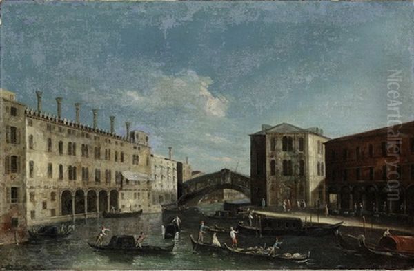 Rialtobrucke In Venedig Oil Painting by  Master of the Langmatt Foundation Views