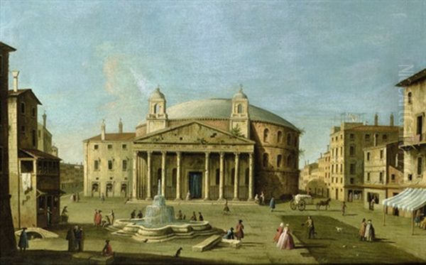 Ansicht Des Pantheon In Rom Und Der Piazza Della Rotonda Mit Reicher Staffage Oil Painting by  Master of the Langmatt Foundation Views