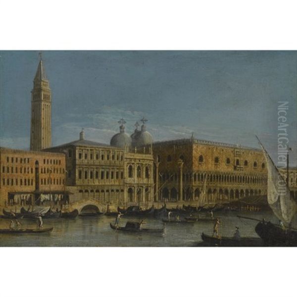 Venice, A View Of The Bacino Of San Marco With The Piazzetta Oil Painting by  Master of the Langmatt Foundation Views