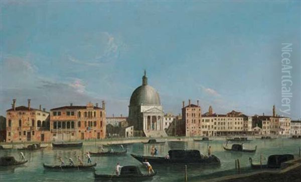 Venezia, Il Canal Grande Con La Chiesa Di San Simeone Piccolo Oil Painting by  Master of the Langmatt Foundation Views