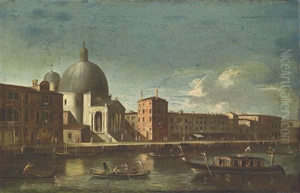 The Grand Canal, Venice, With San Simeone Piccolo, Looking West Oil Painting by  Master of the Langmatt Foundation Views